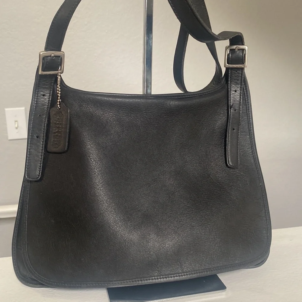 COACH #9134 Vintage Black Leather Large 
Flap Crossbody Shoulder Saddle Bag. - Picture 7 of 9